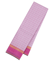 Baby Pink Handloom Kanchipuram Silk Saree With Checks & Buttas-KA16176