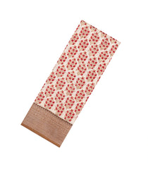 Cream Printed Chanderi Cotton Saree With Contrast Mustard Zari Border-CC1667