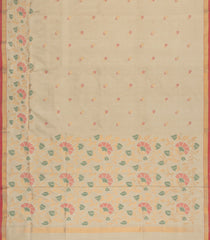 Taupe Handloom Uppada Silk Saree With Floral Motifs-UP0413