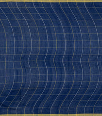 Dark Blue Handloom Uppada Cotton Saree With Stripes & Buttas-BG1914