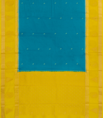 Cyan Woven Art Crepe With Buttas & Contrast Border-BL5118