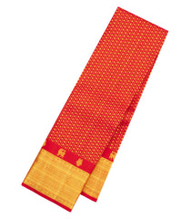 Red Handloom Kanchipuram Silk Saree With Zari Stripes & Motifs-KA16161