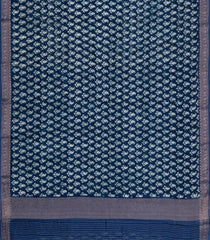 Indigo Printed Chanderi Cotton Saree With Zari Border-CC1563
