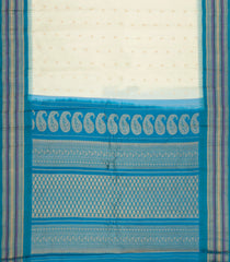 White Handloom Gadwal Silk Saree With Buttas & Contrast Temple Border-GA0305