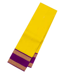Lemon Yellow Handloom Korvai Kanchipuram Silk Saree With Zari Buttas -KA14027