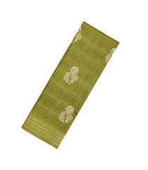 Olive Green Printed Synthetic Dola Silk Saree With Zari Motifs & Border -SY0358