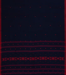 Midnight Blue Handloom Bengal Cotton Saree With Coin Buttas-BG1760
