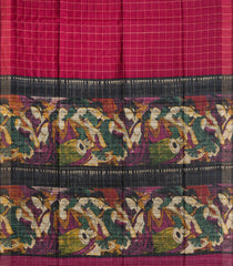 Crimson Woven Dupion Silk Saree With Checks & Printed Pallu-DS0631