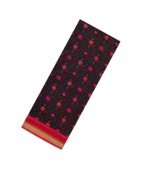 Black Woven Pure Silk Saree With Printed Floral Motifs-PS0656