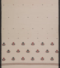 Taupe Handloom Bengal Cotton Saree With Cross Motifs-BG1547