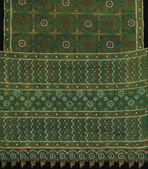Green Printed Modal Silk Saree With Sequin Motifs-PS0749