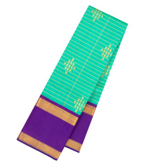 Aquamarine Handloom Korvai Kanchipuram Silk Saree With Zari Checks & Buttas-KA16686