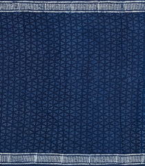 Indigo Printed Jaipur Cotton Saree With Floral Motifs-JC1591