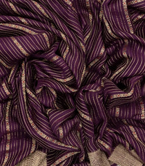 Dark Magenta Mysore Crepe Silk Saree With Meena Floral Stripes-MS3127
