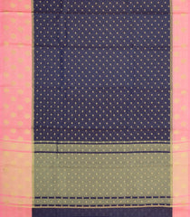 Black Woven Synthetic Silk Saree With Zari Stripes & Floral Motifs-SY0223