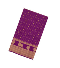Magenta Printed Art Dola Silk Saree With Stripes & Printed Pallu-BL5765