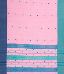 Baby Pink Handloom Bengal Cotton Saree With Sqaure Buttas-BG1705