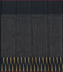 White Handloom Korvai Kanchipuram Silk Saree With Stripes & Black Border-KA13119