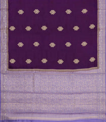 Dark Purple Woven Banarasi Poona Silk Saree With Zari Buttas & Contrast Border-BP1028