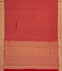 Crimson Woven Mysore Silk Saree With Chevron Stripes-MS3514