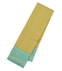 Gold Handloom Kanchipuram Silk Saree With Diagonal Stripes-KA14791