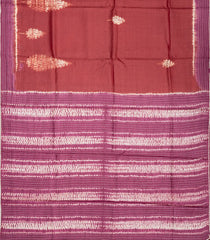 Chestnut Pink Handloom Tussar Silk Saree With Printed Floral Motifs-TU2836