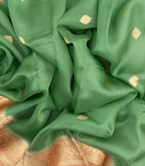 Cardamom Green Handloom Banarasi Organza Silk Saree With Floral Motifs-BE1575