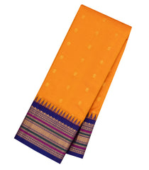 Mango Yellow Handloom Gadwal Silk Saree With Buttas & Contrast Border-GA0425