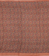 Rust Printed Tussar Silk Saree With Floral Motifs-TU3632