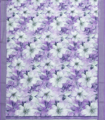 Lavender Printed Synthetic Linen Saree With Floral Motifs-SY0204