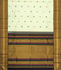 Light Green Handloom Korvai Kanchipuram Silk Saree With Silk Buttas-KA15900