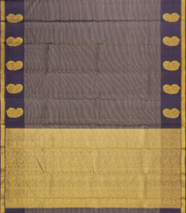 Black Handloom Kanchipuram Silk Saree With Gold & Silver Zari Stripes-KA16821