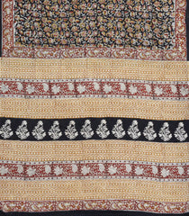 Black Printed Jaipur Cotton Saree With Floral Motifs-JC1523