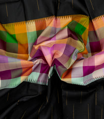 Multi Colour Handloom Korvai Muppagam Kanchipuram Silk Saree With Checks-KA16618