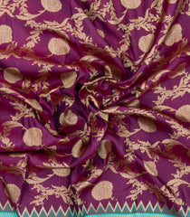 Magenta Handloom Korvai Kanchipuram Silk Saree With Floral Vine Motifs-KA16136
