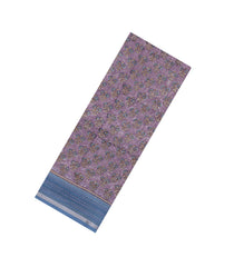 Lilac Printed Chanderi Cotton Saree With Zari Border-CC1610