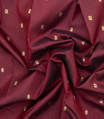 Dark Maroon Handloom Silk Saree With 108 Karnas In Pallu-KA16224