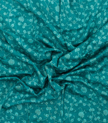 Cyan Printed Chanderi Cotton Saree With Floral Motifs-CC1730