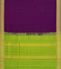 Dark Purple Handloom Silk Cotton Saree With Contrast Border-SC4707
