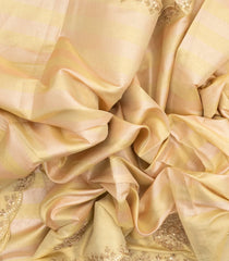 Sandal Handloom Silk Saree With Stripes & Hand Embroidered Motifs-EN1733