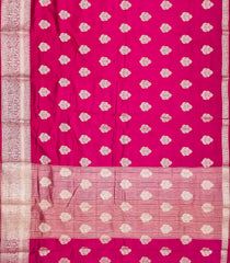 Hot Pink Woven Art Tussar Silk Saree With Floral Motifs-BL4629