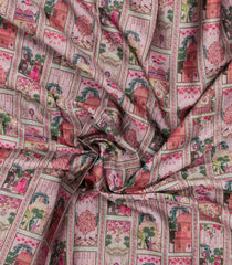 Peach Printed Art Linen Saree With Zari Border-BL6028