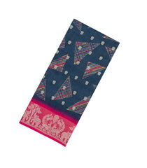Dark Grey Printed Synthetics Dola With Zari Butta & Zari Border -BL5223