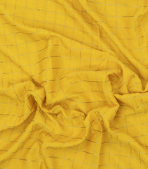 Yellow Woven Mysore Silk Saree With Zari Checks & Contrast Border-MS3378
