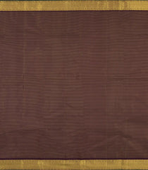 Dark Brown Handloom Kanchipuram Silk Saree With Vairaoosi Stripes & Buttas-KA16739