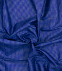 Blue Printed Synthetic Tussar Silk Saree With Zari Checks & Contrast Pallu-SY0374