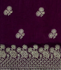 Dark Purple Woven Synthetic Blended Saree With Embroidered Motifs-EN2033