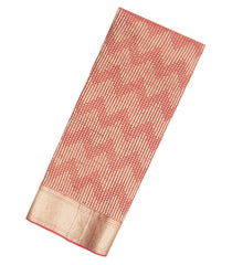 Peach Woven Mysore Silk Saree With Chevron Motifs-MS3063