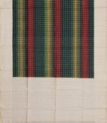 Multi Colour Printed Synthetic Dupion Saree With Checks & Contrast Border-BL6046
