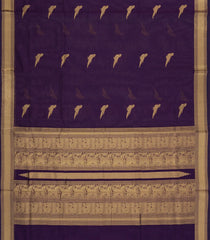 Dark Purple Handloom Silk Cotton Saree With Buttas-SC4338